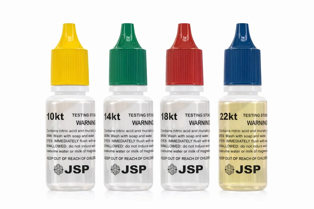 JSP Gold Testing Solution Set – 10K, 14K, 18K & 22K – 4 Bottles