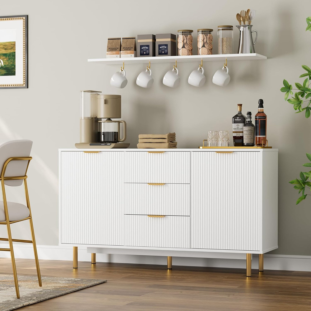 Modern  55" Sideboard Buffet Cabinet with Storage, White