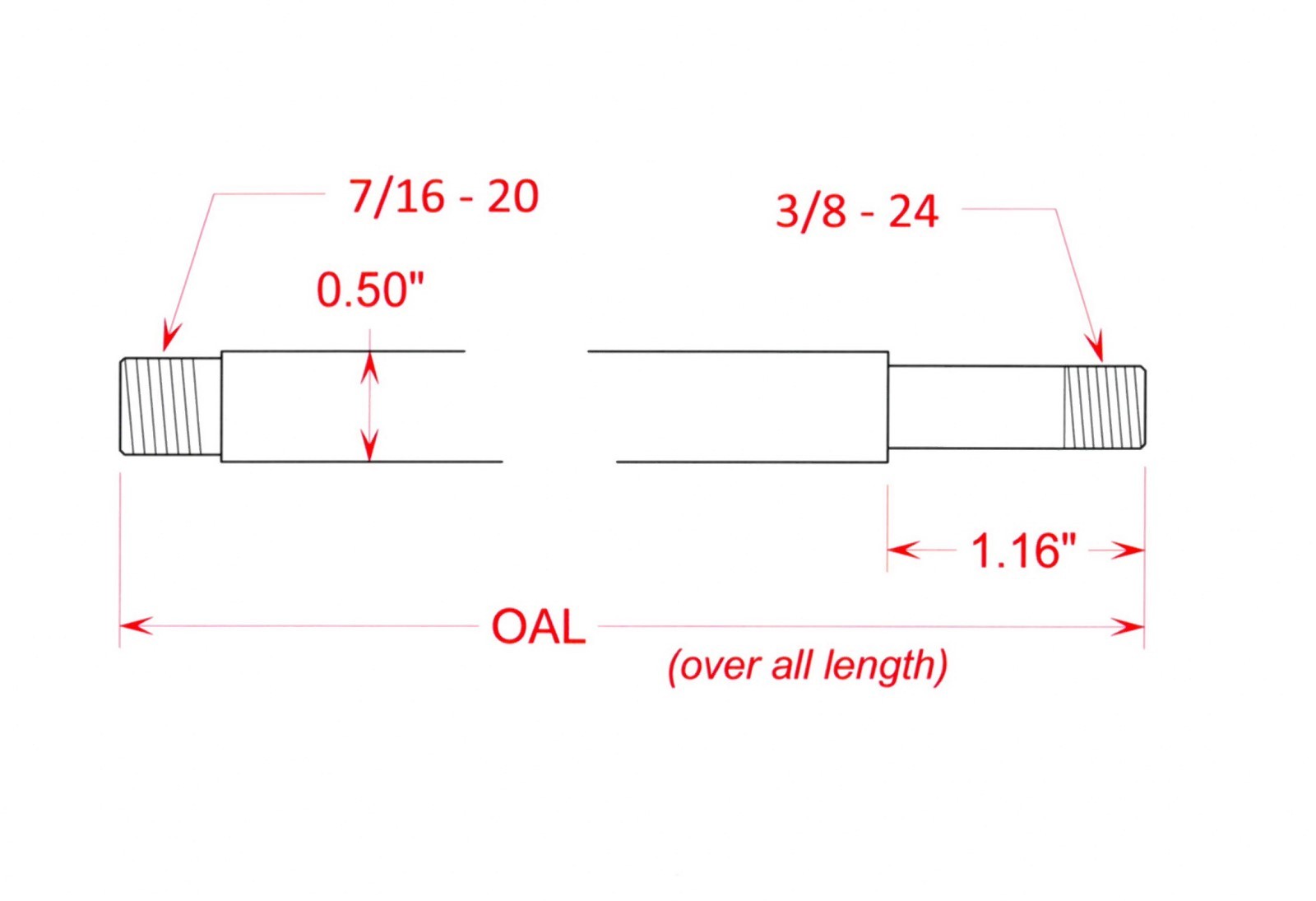 FOX / ACT Snowmobile Shock Shaft, 1/2", Stainless Steel