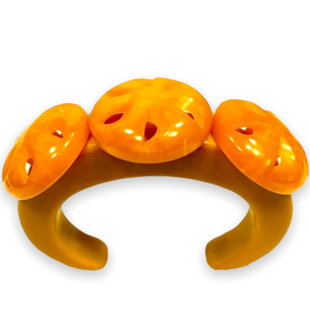 Marbled Orange & Butterscotch Bakelite Bracelet, Cuff Bangle