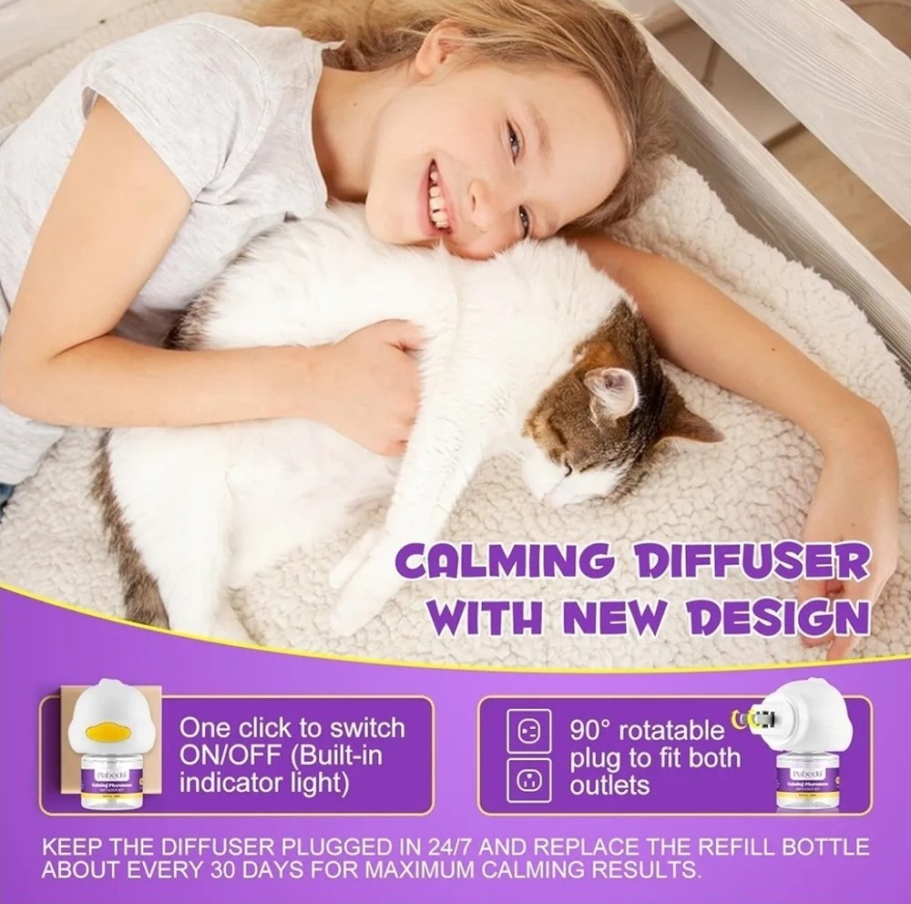 Pabedo Cat Calming Pheromone Diffuser Kit w/ 2 Refills 48ml 60 Day