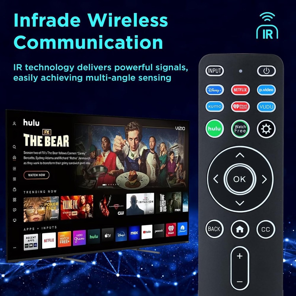 Universal Backlit Remote XRT260 Replacement for Vizio - Backlit, Black