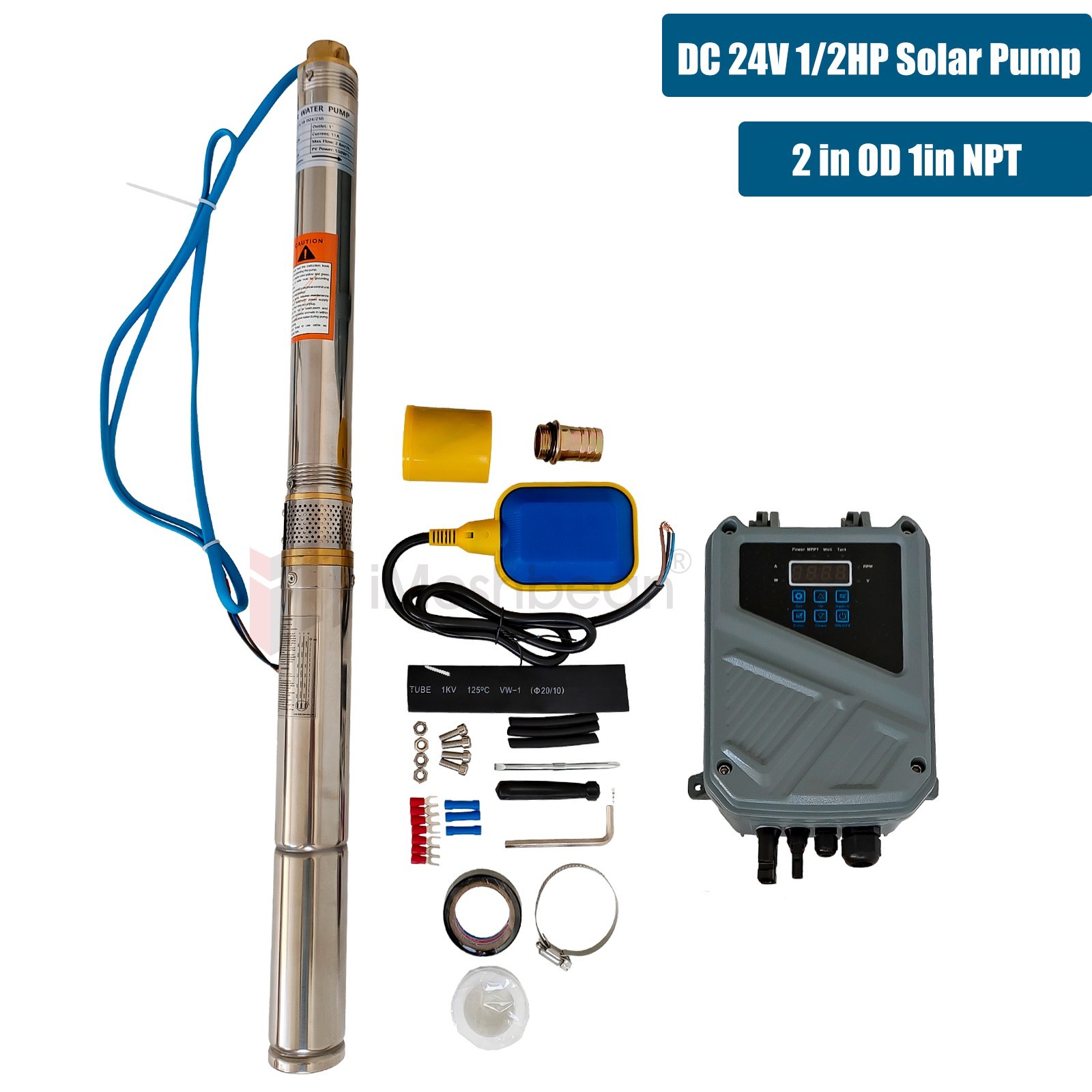 DC24V 2" OD Solar Pump Submersible Pump Bore 250W Deep Well Pump+MPPT Controller