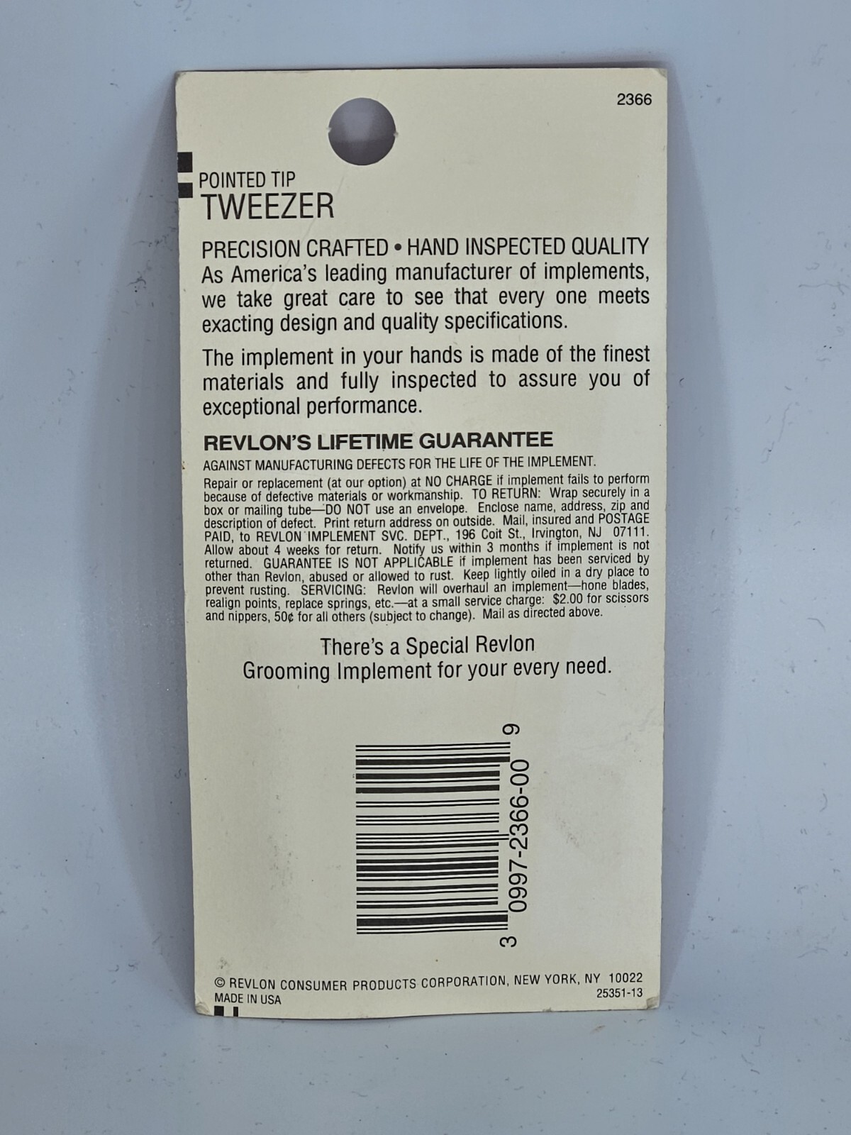 Revlon Pointed Tip Tweezer 2366 Cards are Imperfect