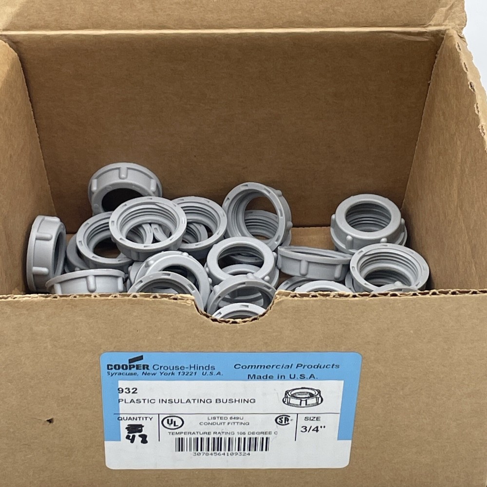 48 Pack COOPER Crouse-Hinds 932 PLASTIC INSULATING BUSHING