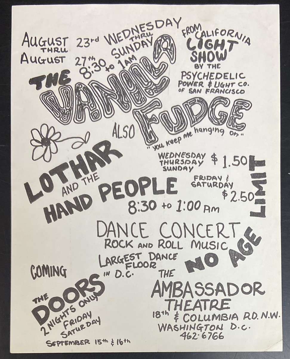 DOORS Ambassador Theatre Washington D.C. 1967 Concert Handbill Flyer