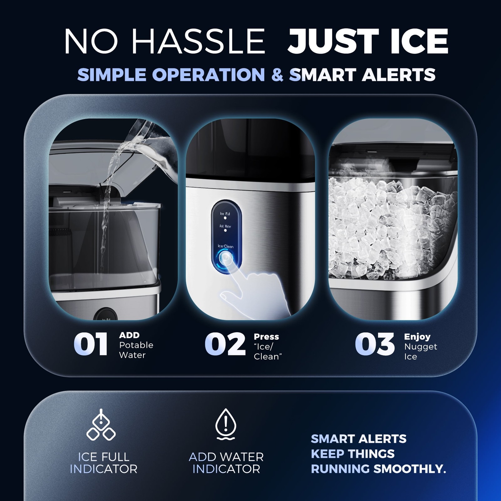 Nugget Ice Maker Countertops,35.9lb Per Day Portable Pebble Crushed ice machine