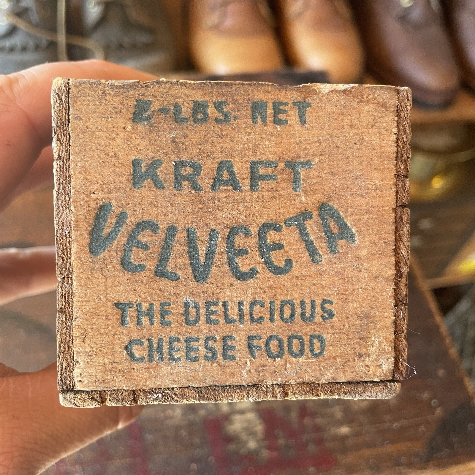 Vintage Wood KRAFT Velveeta Cheese box Crate 2 lb Size Display