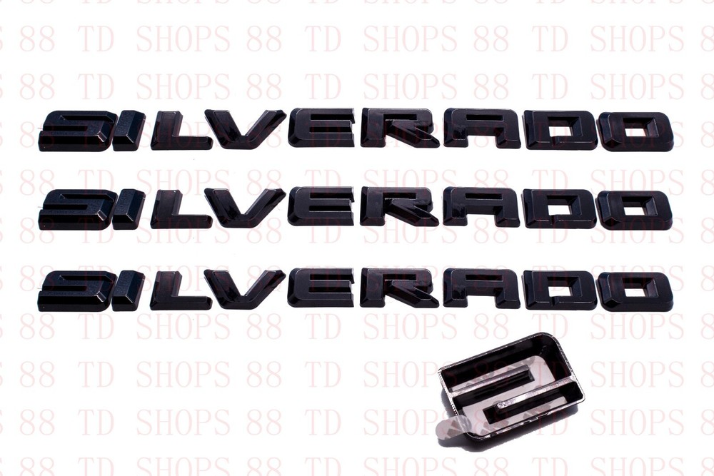 4pcs 2019-2024 Silverado LT Overlay Emblems Nameplate Badges (Gloss Black)