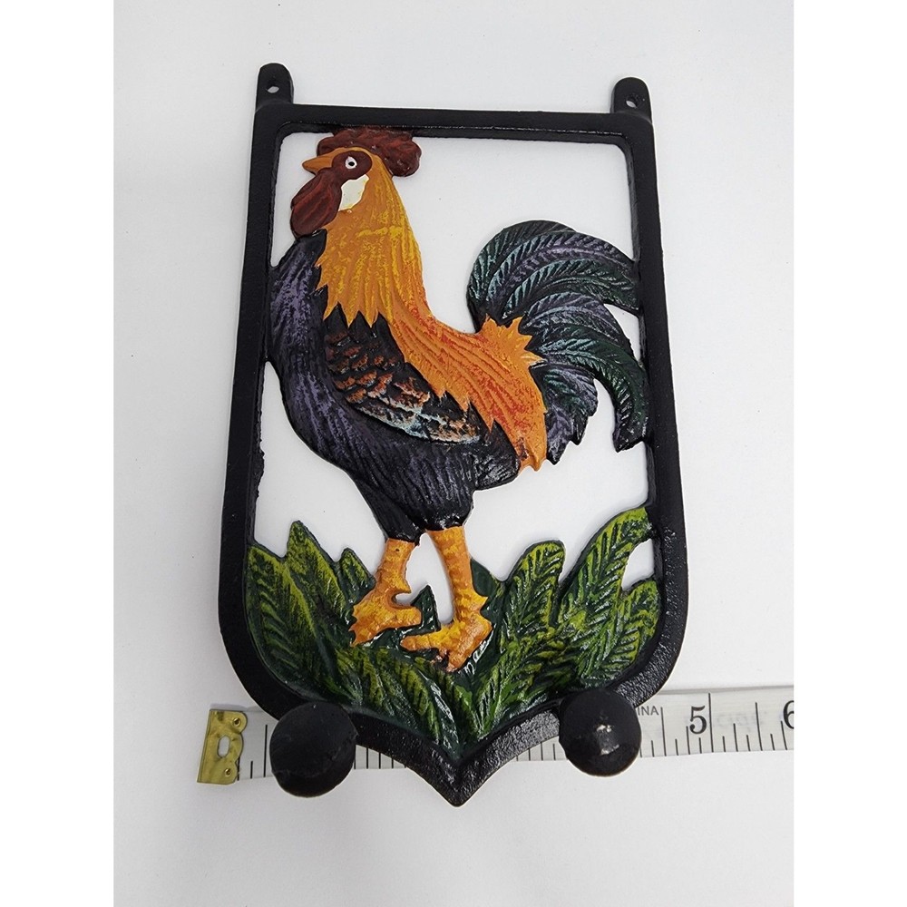 Cast Iron Rooster Chicken Hanging Hook Key Holder