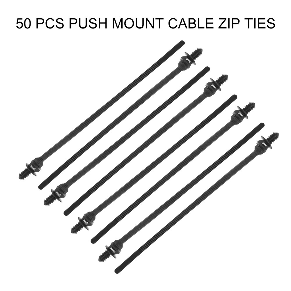 50pcs Push Mount Cable Zip Tie 8.3x0.22" Nylon Self Locking Cable Strap