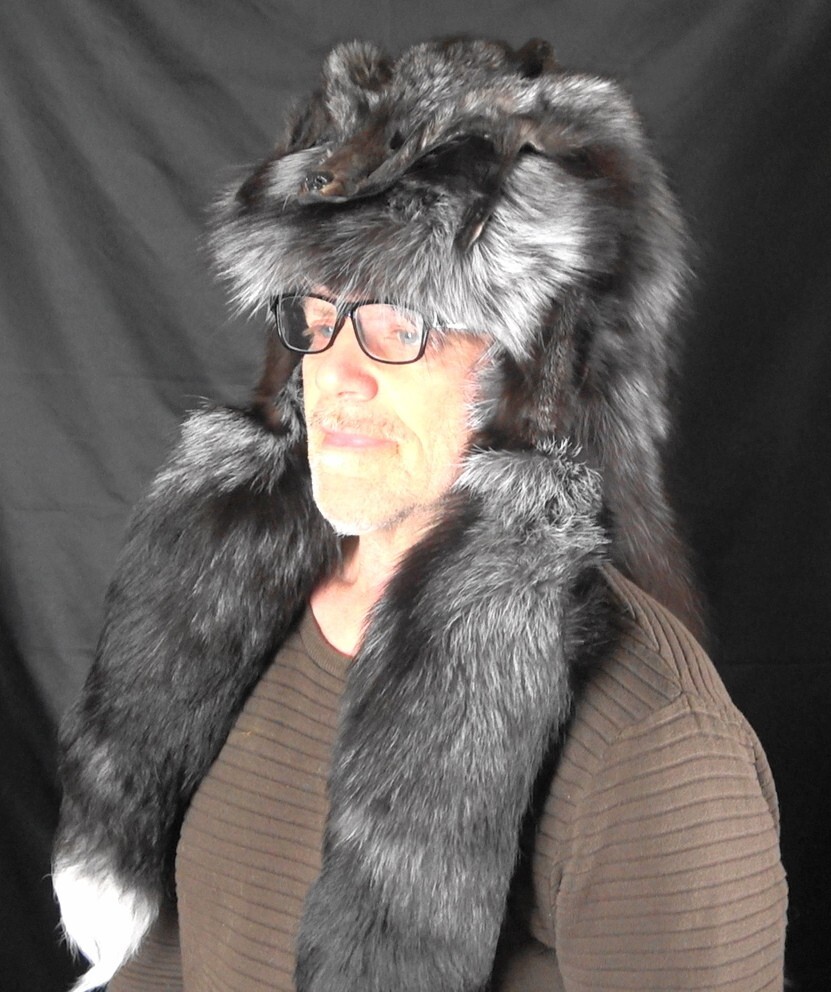 Silver fox fur mountain man hat