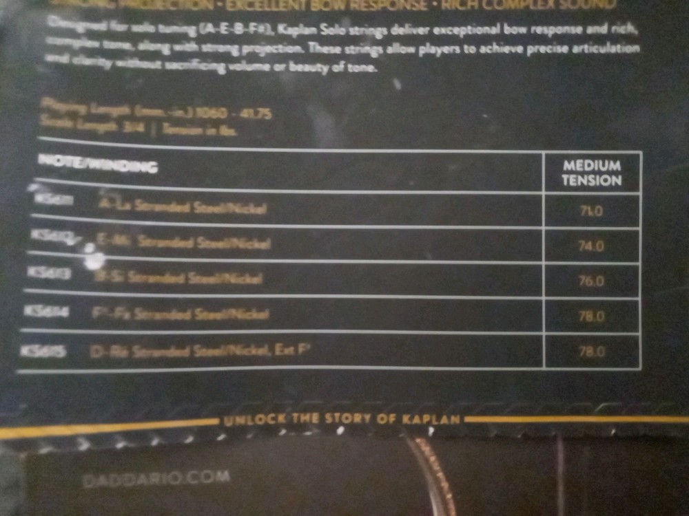 D'Addario Kaplan Bass Single A String, 3/4 Scale, Medium Tension (Missing 15)