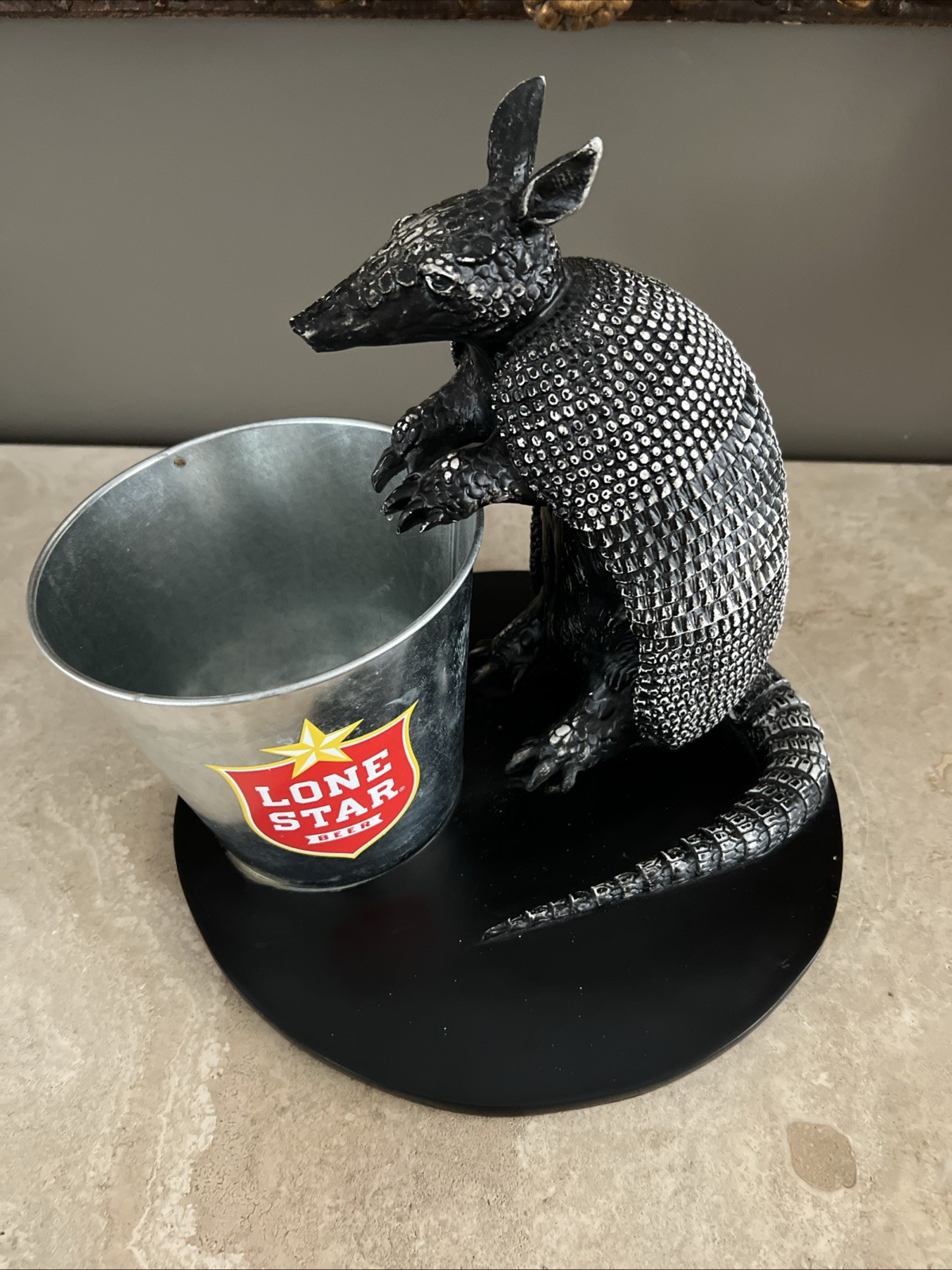VTG. 1970s LONE STAR BEER ARMADILLO ICE BUCKET BACK BAR ADVERTISING DISPLAY RARE