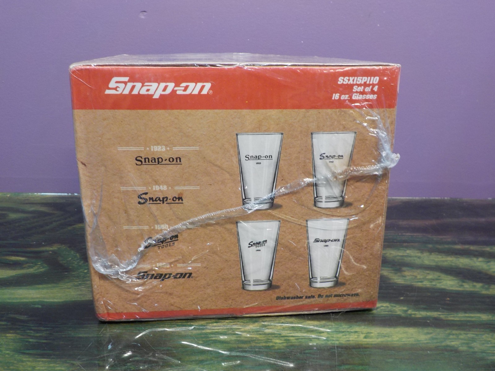 Snap-On Tools Pint Glass Limited Edition Set of 4 16 oz Glasses SSX15P110 - NEW