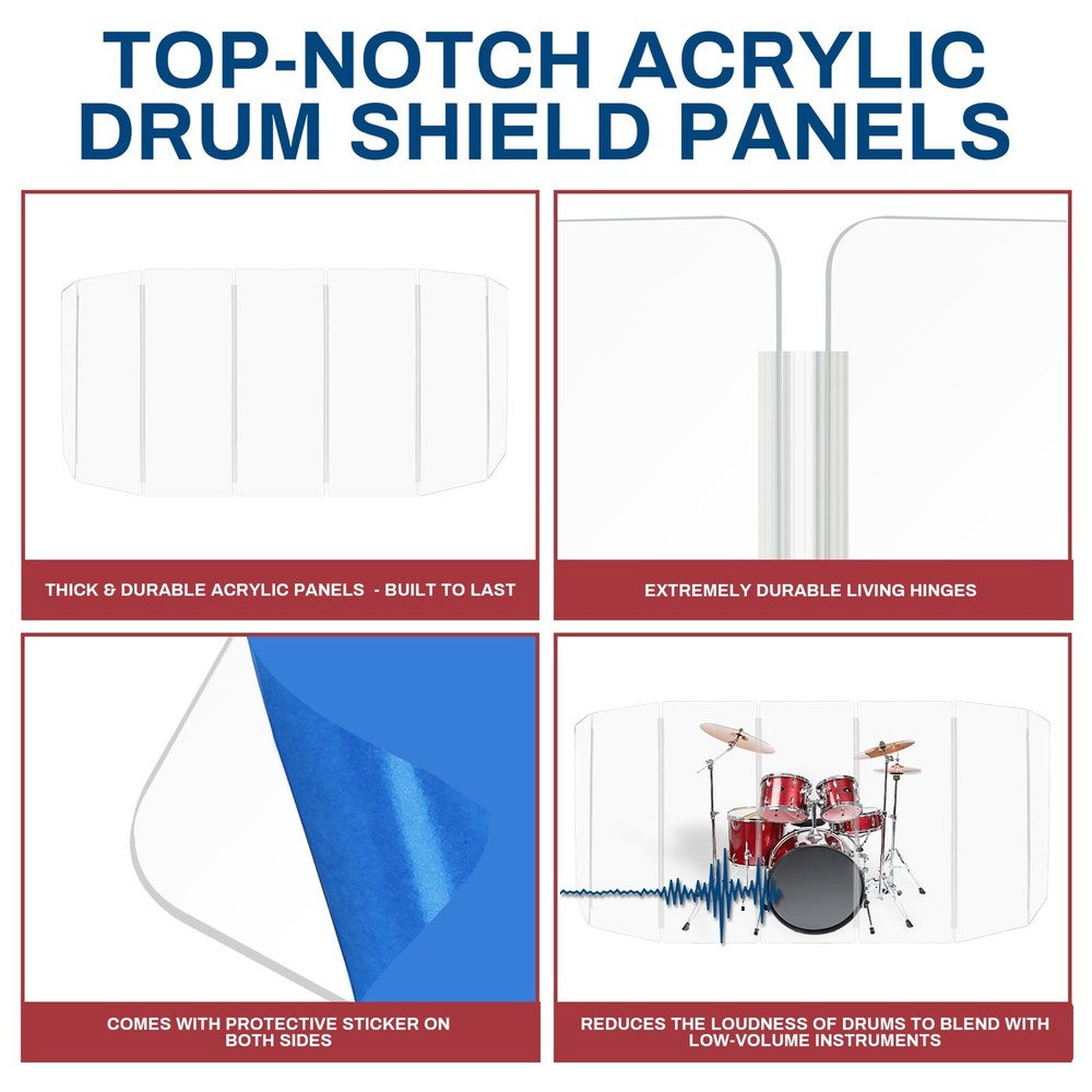 Drum Shield DS57 L 7 Section Drum Shield Acrylic Drum Panels Drums
