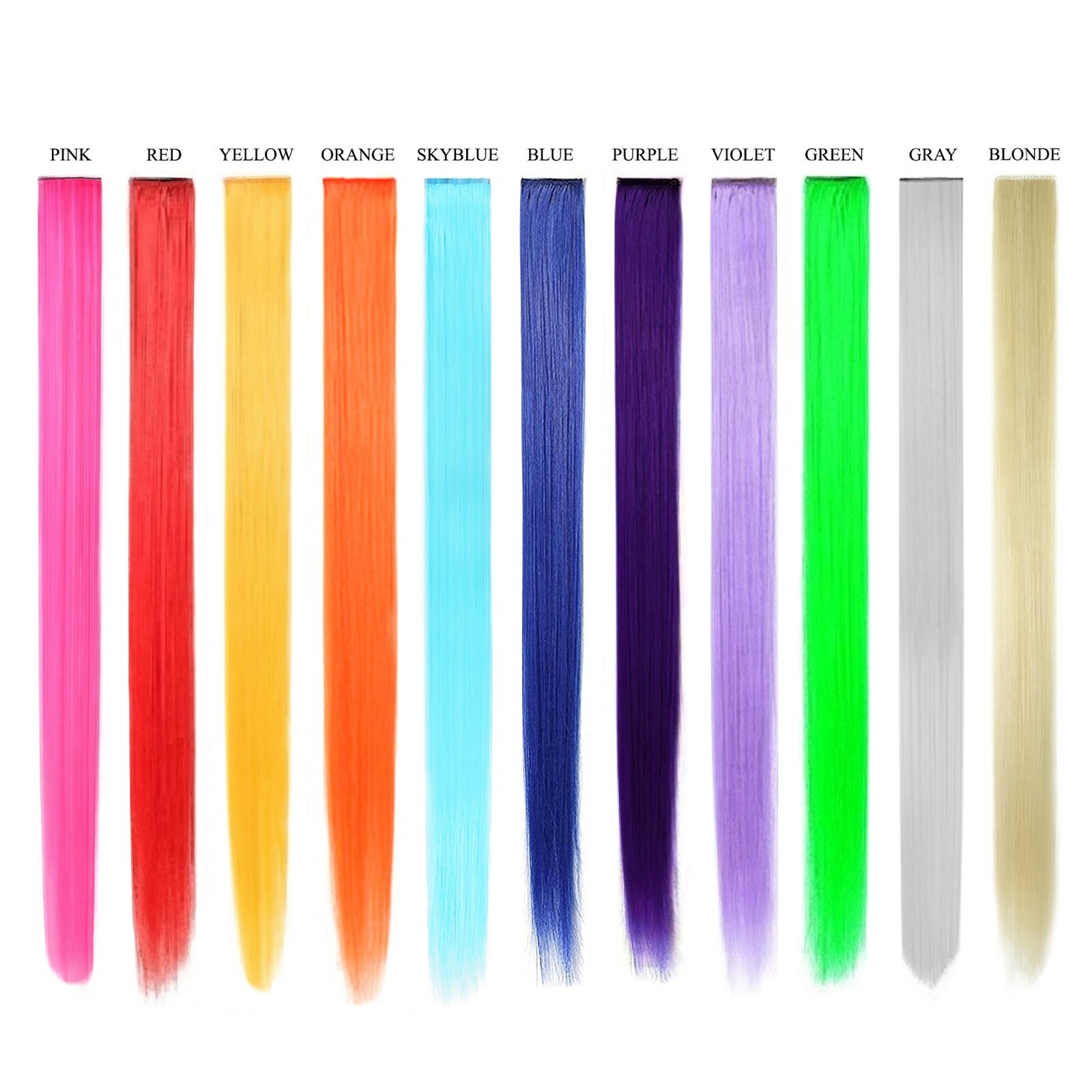 11pcs Multi-Color 21" Straight Party Clip In Synthetic Hair Extensions Cosplay