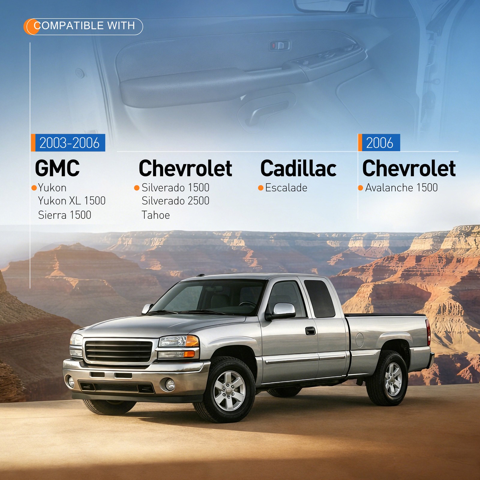 Left Door Armrest For 2003-2006 CHEVY GMC SILVERADO SIERRA 1500 Graphite