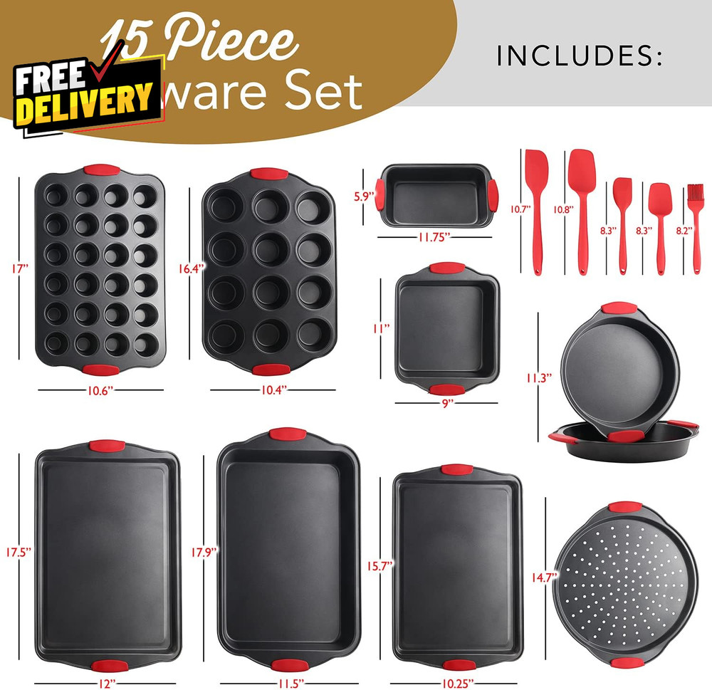 39-Piece Baking Pan Set Nonstick Bakeware Cookie Cake Muffin Pan Kitchen