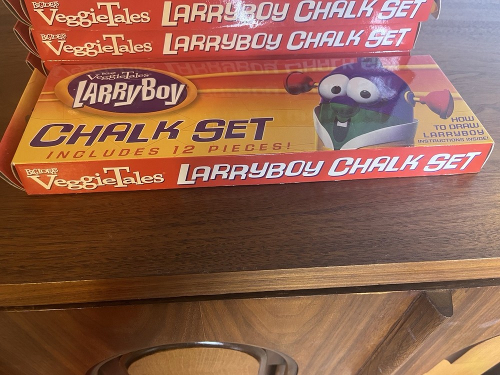 Vtg Veggie Tales Larry Boy Chalk Set 2006