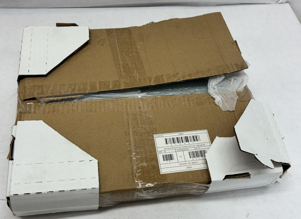 4mm Rain Pattern Tempered Glass Panel Rectangular Corner Textured Replacement