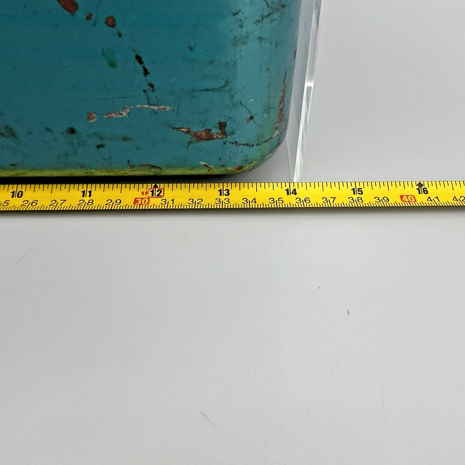 VTG Simonsen Green Teal Metal Tool Tackle Box 14" x 8" 2 Trays Industrial Patina