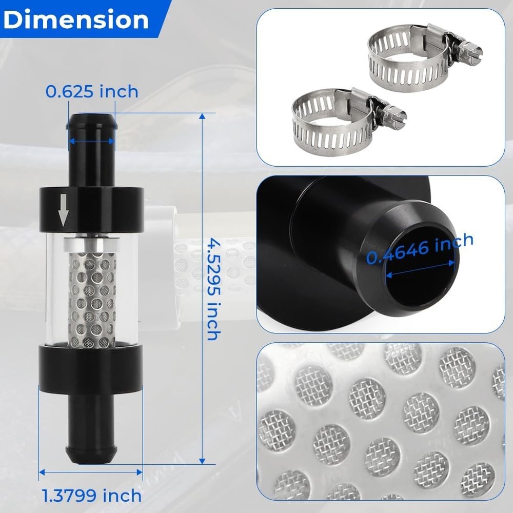 2 Sets For 5/8" Hose Inline Heater Core Coolant Filter & Inspection System 5/8"