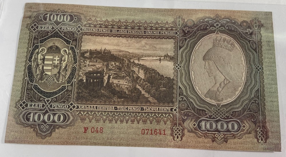 Hungary 1000 Pengo (#507) nice looking note with light minor stains.