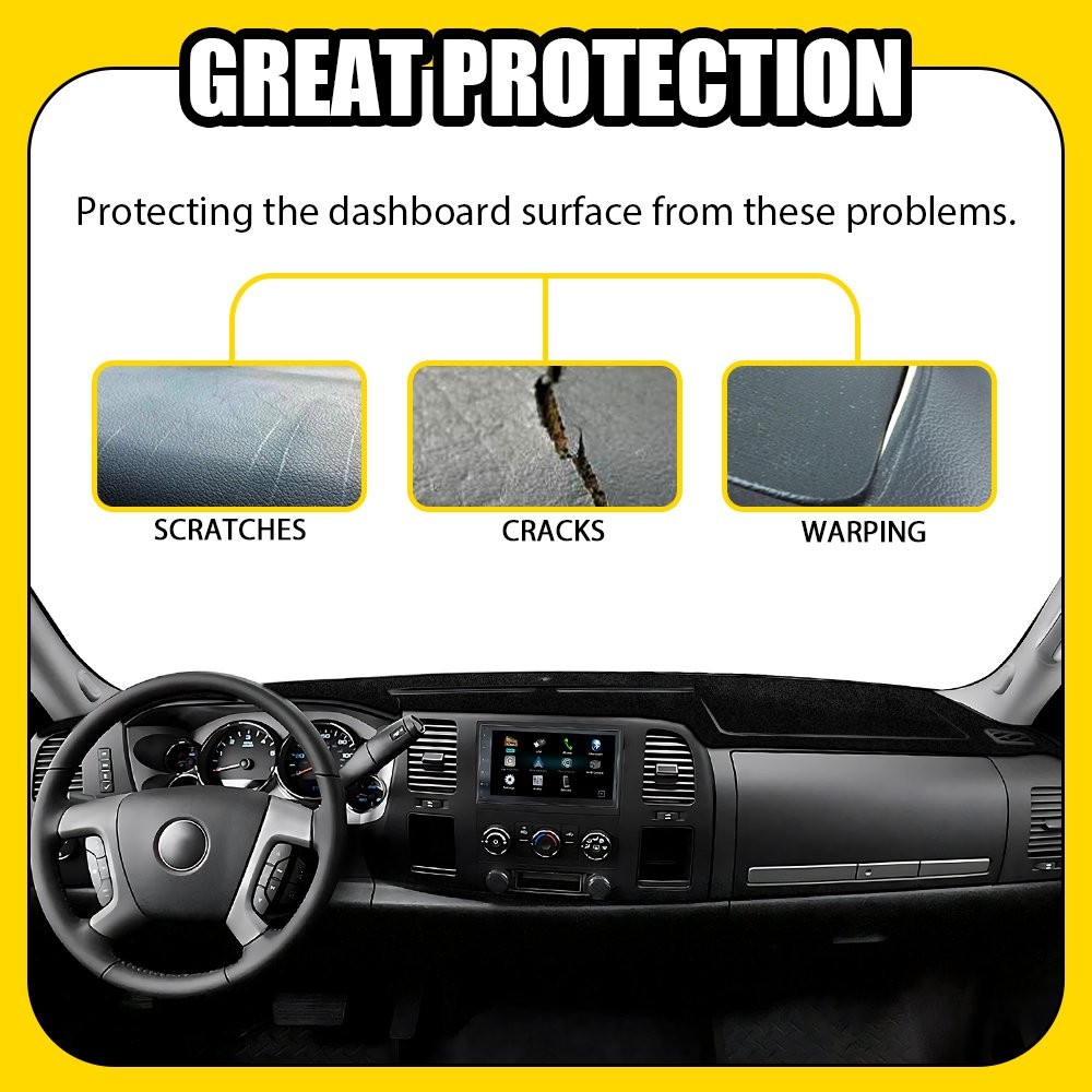 Dashboard Dash Board Cover Mat Carpet For 2007-2013 Chevrolet Silverado Black