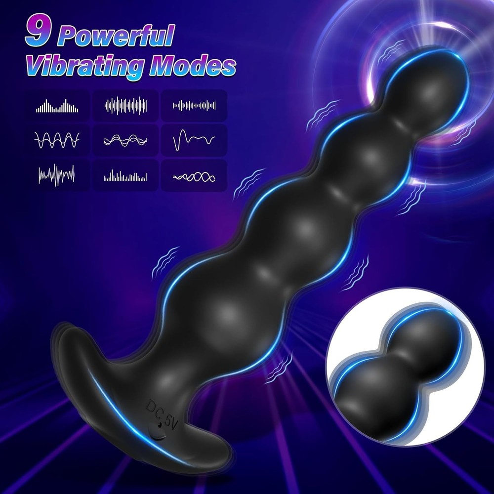 Silicone Prostate Massager with 9 Vibrating Modes USB Rechargeable Waterproof