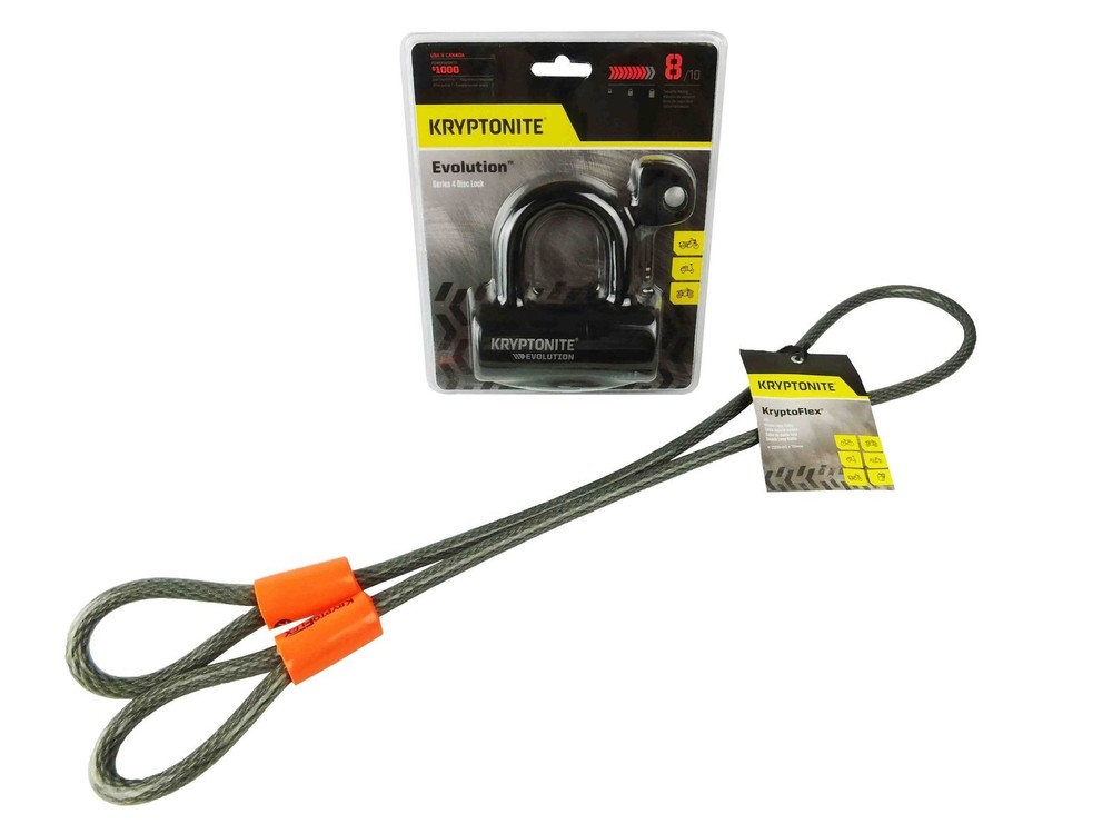 Kryptonite Evolution Series 4 Disc Lock Black and 410 4 ft Looped cable