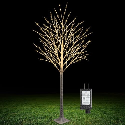 500 LED Lighted Birch Tree with Twinkle Lights, LED Birch Tree with Timer 6FT