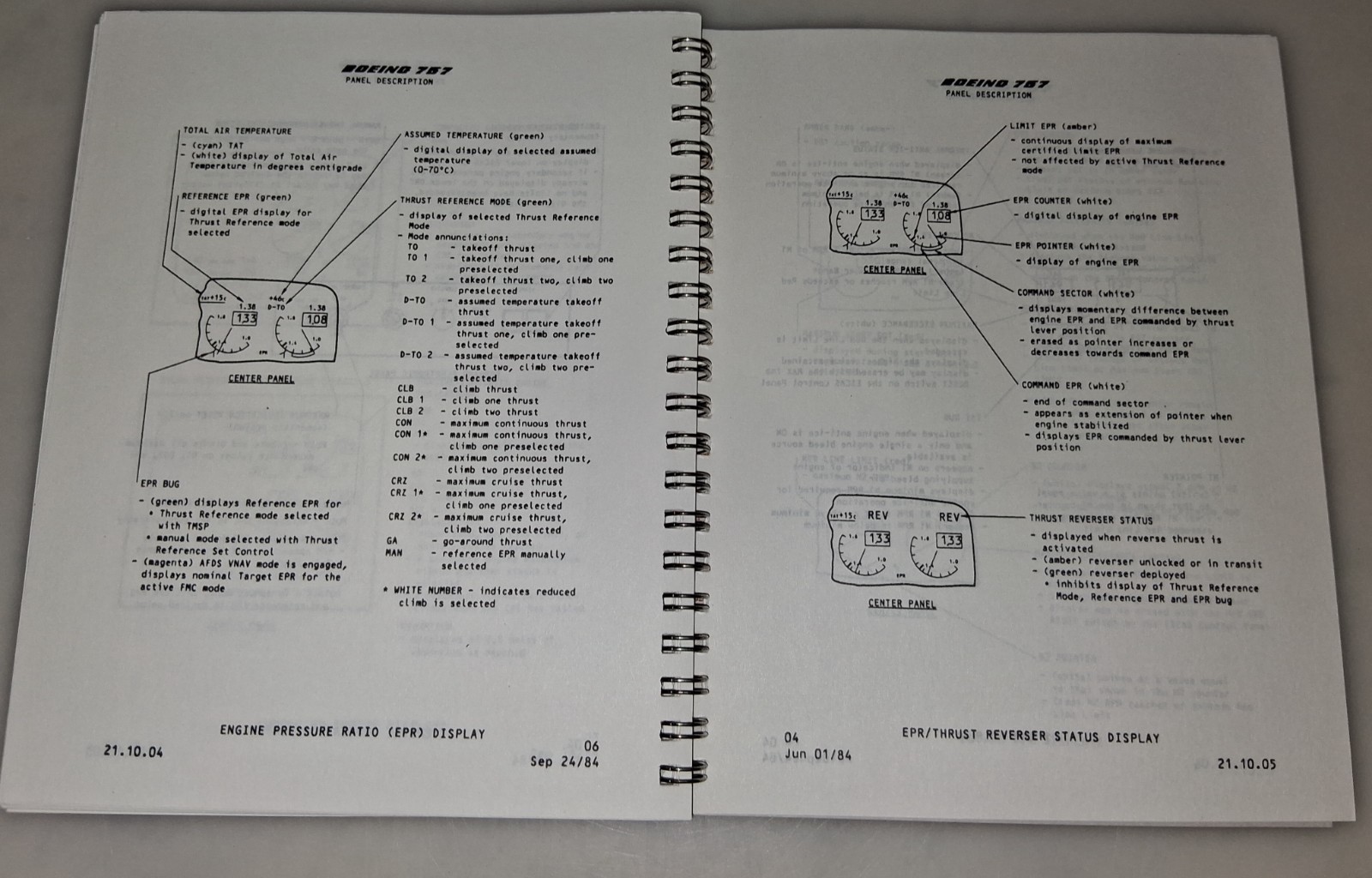 Boeing 757 Panel Description Maintenance Training Manual 1984 Airplane Book