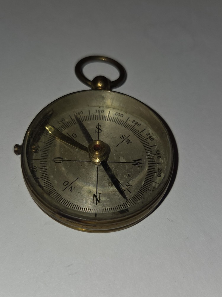 vintage brass pocket compass