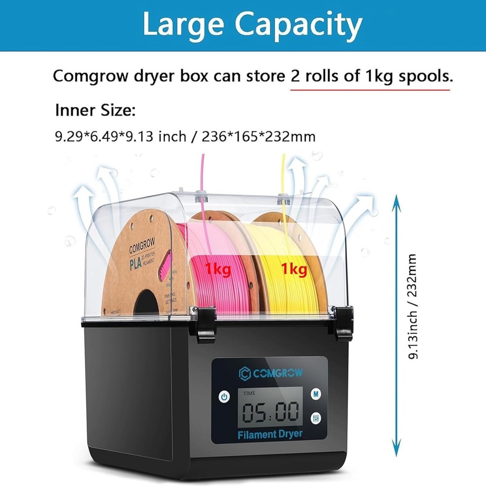 Compact 3D Filament Dryer Box with Effective Humidity Control and Storage