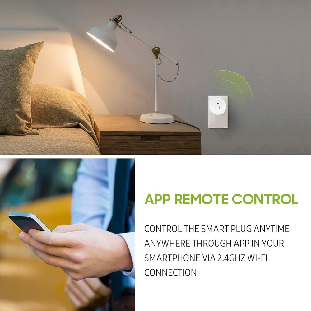 2 Pack Smart Wi-Fi Plug with APP Remote Control and Voice Control 10A