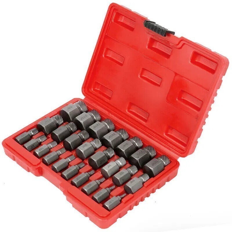 25 Pcs Multi-Spline Screw Extractor Set Hex Head Bit Socket Wrench Bolt Remover