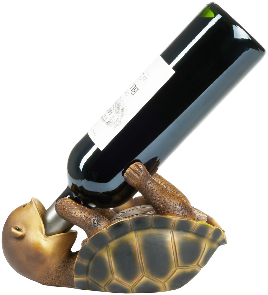 BRUBAKER Wine Bottle Holder Thirsty Turtle - Drunk Animals - Polyresin