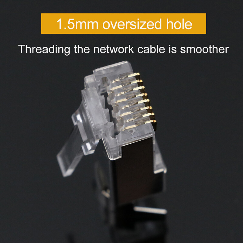 CAT7 rj45 connector 50U CAT6A ends pass through ethernet cable shielded plug