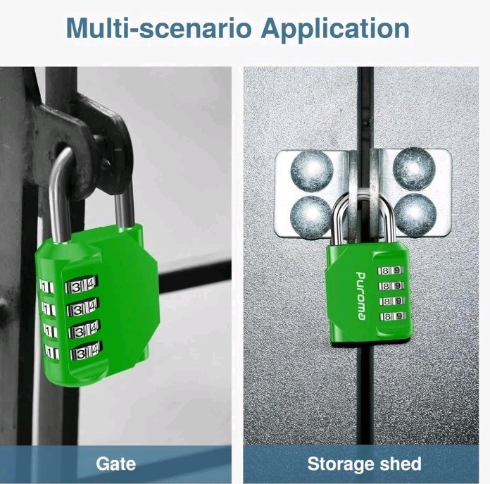 2 Pack Combination Lock 4 Digit Outdoor Waterproof Green Padlock
