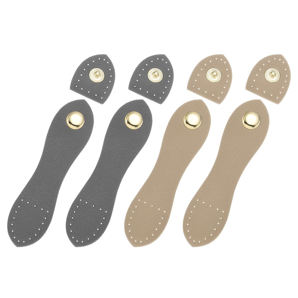 4 Sets Leather Snaps Buckles Button Closures (Khaki/Dark Grey)