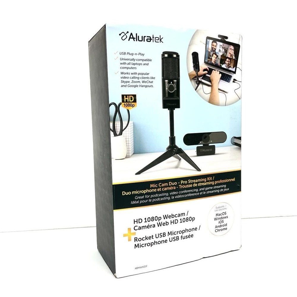 (Open Box) Aluratek Rocket USB Microphone/Webcam Streaming Bundle [ABMWK01F]