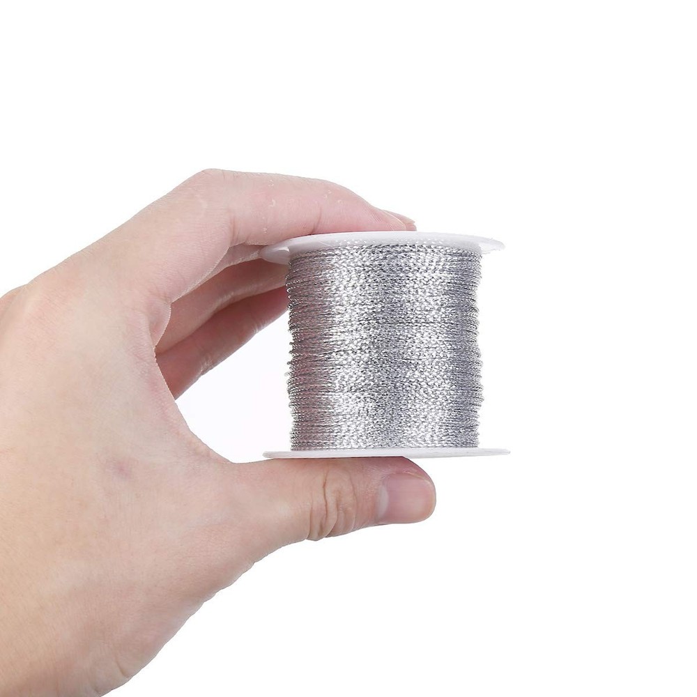 1mm Metallic Silver Cord String Non Stretch Thread for Jewelry Craft