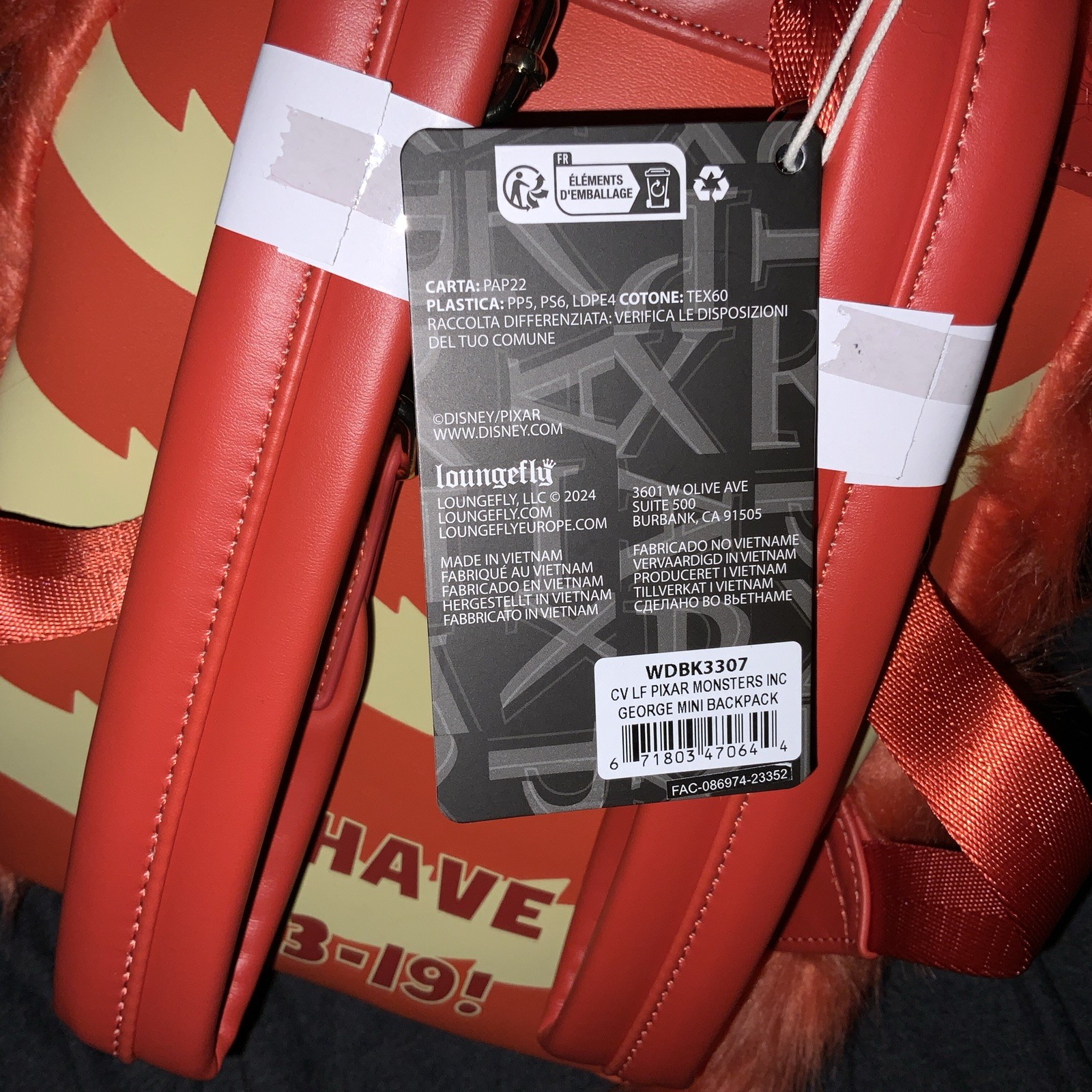 Loungefly Disney Pixar GEORGE SANDERSON Monsters Inc Backpack BNWT / BNIP