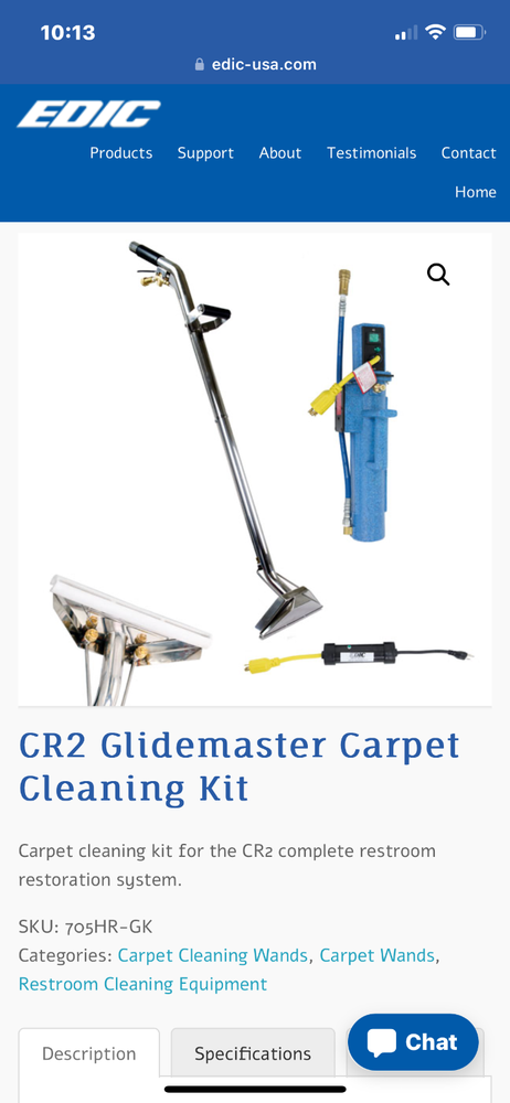 EDIC CR2 Touch-Free Restroom Cleaning System w/ GR2 Glidemaster Carpet Kit