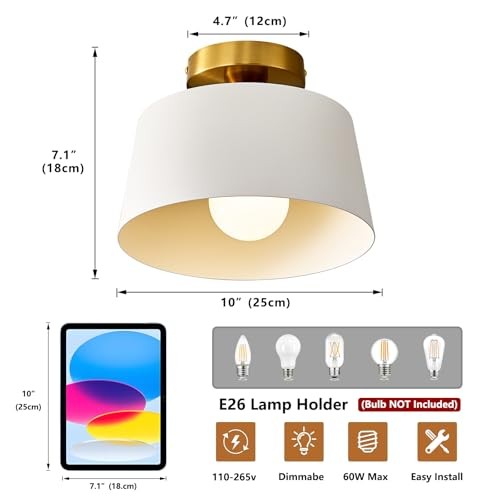 Modern Semi Flush Mount Ceiling Light 3 Pack,Metal Ceiling 10in 3 Pack White