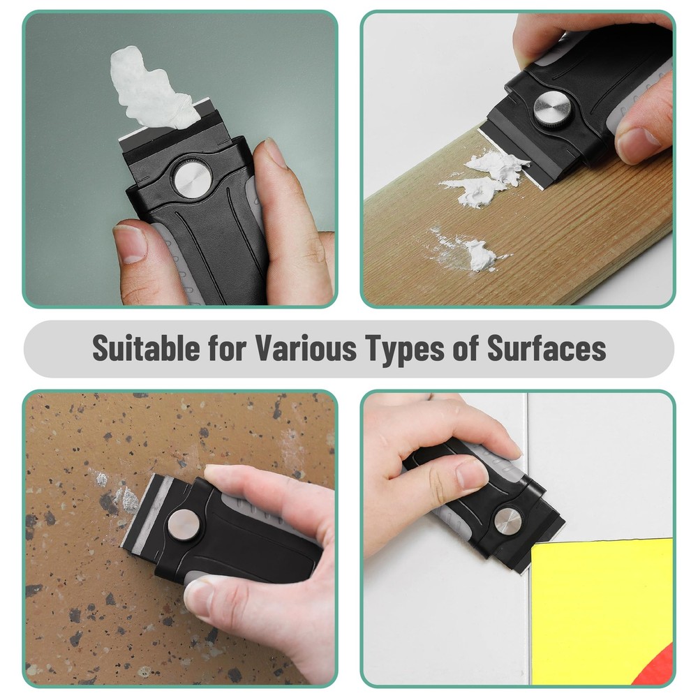 Bates- Razor Blade Scraper, Scraper Set with 10 pcs Extra Blades, Grey