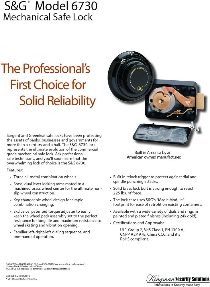 6730-100 Safe Lock Kit by