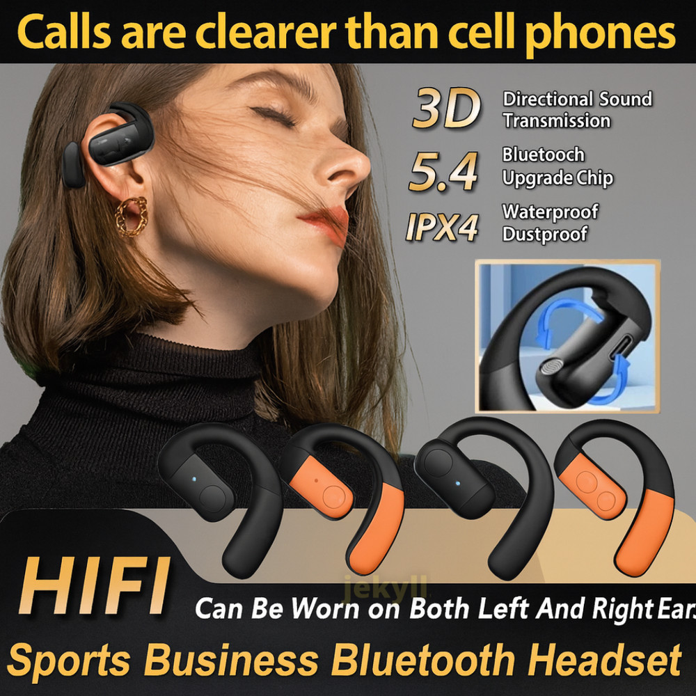 True Wireless Bone Conduction Headphones Bluetooth 5.4 Wireless Headset Earbuds