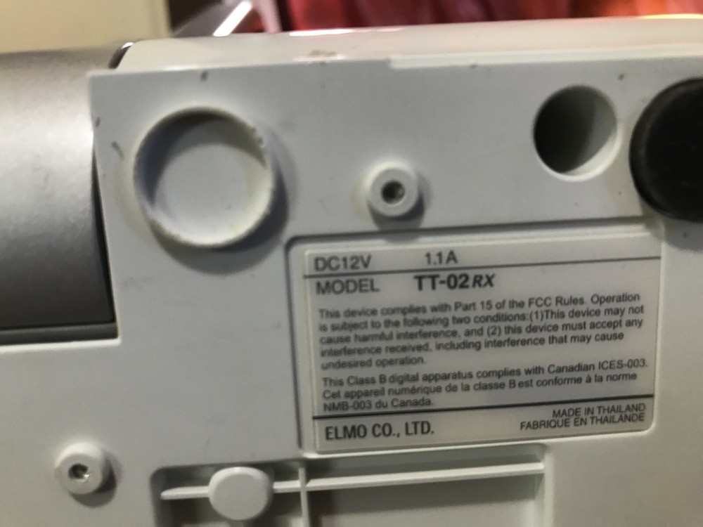 Elmo TT-02RX OverHead Digital Projector Document Camera. Tested